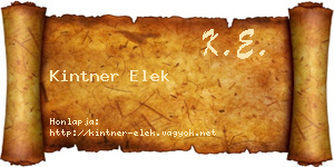 Kintner Elek névjegykártya